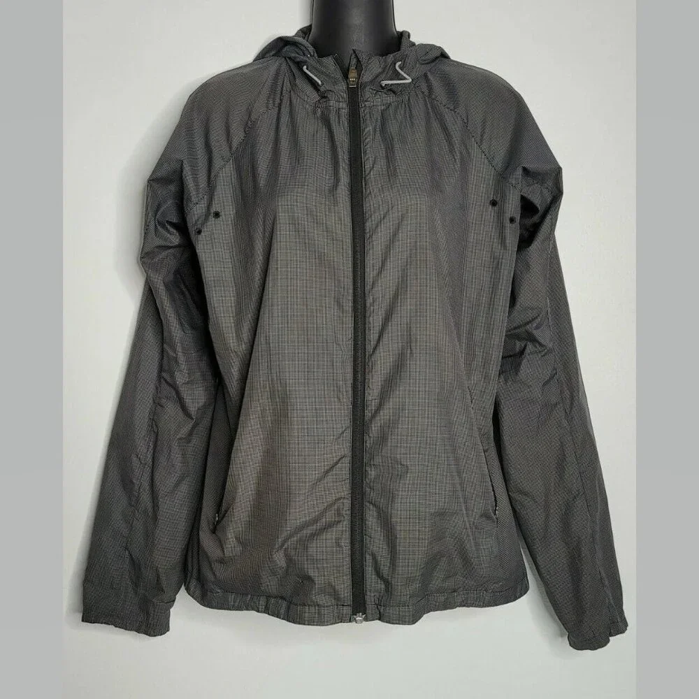 Nike Women 542213 Vapor Lightweight Running Jacket Black Gray‎ Check Hoodie Flaw